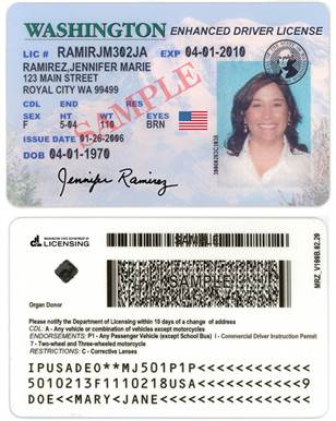 examples of washington state drivers license